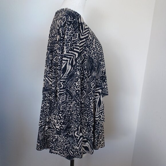 Susan Graver Tunic Top Tiered Layered Animal Print Liquid Knit Womens X Large - Picture 9 of 11
